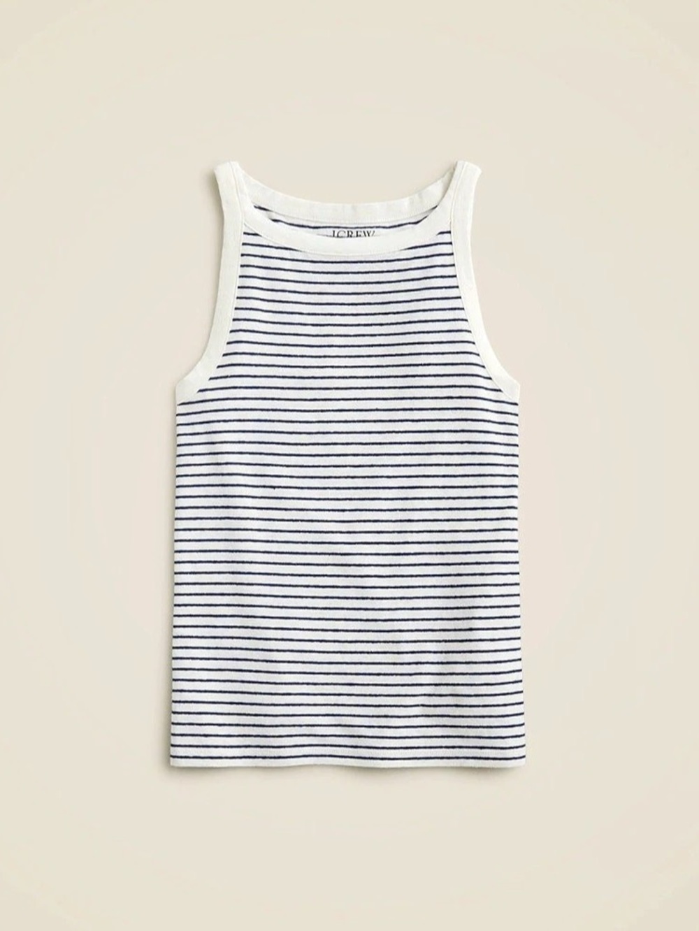 J.Crew High-neck tank top in striped stretch linen blend